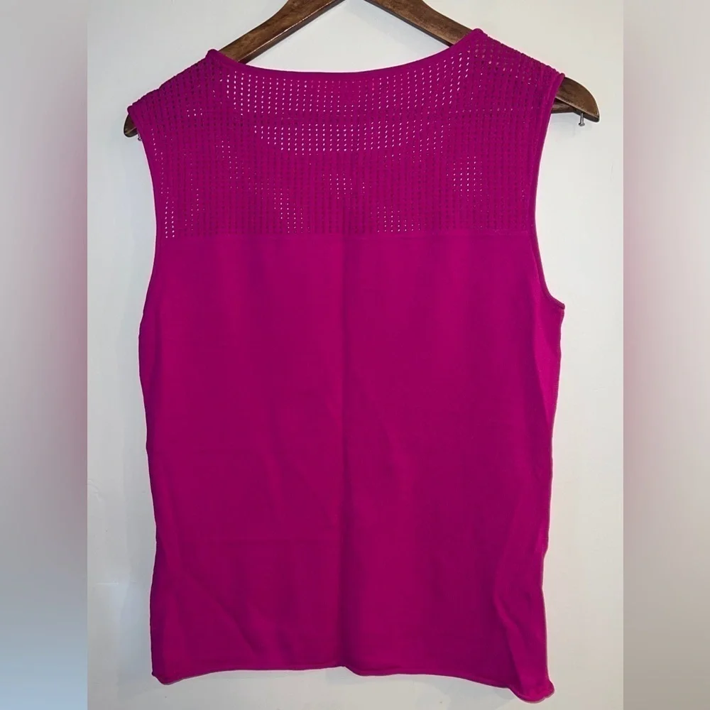 CATHERINE MALANDRINO Women’s Magenta Perforated Detail Knit Tank Top Size L